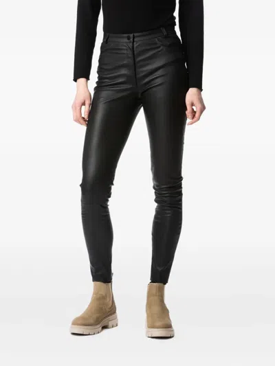 Poche Paris Leather Trousers In Black