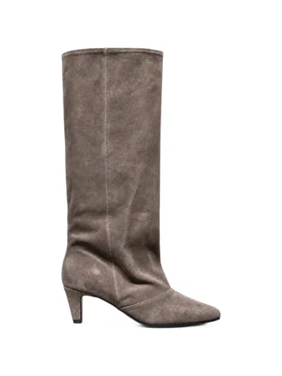 Poche Paris Melanie Suede Boots In Gray