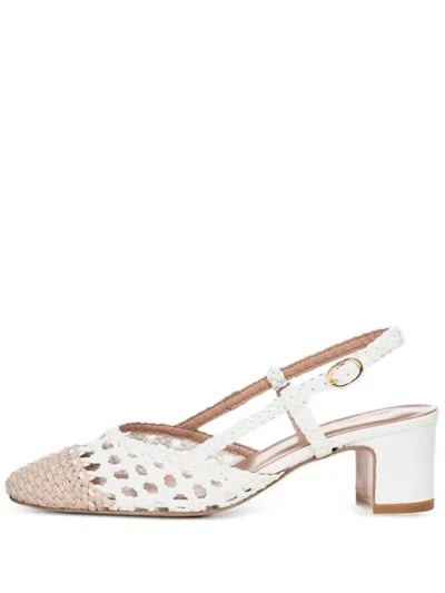 Poche Paris Noemie Woven Block-heel Sandals In White