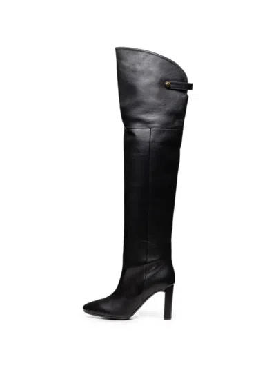 Poche Paris Over-the-knee Leather Boots In Black