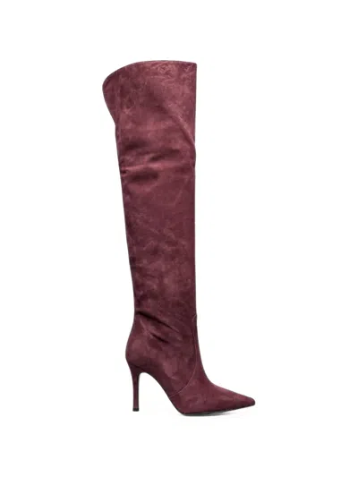 Poche Paris Over-the-knee Pointed-toe Boots In Brown