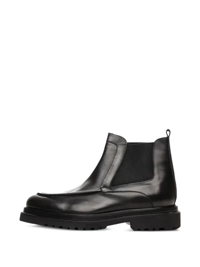 Poche Paris Panelled Ankle Boots In Black