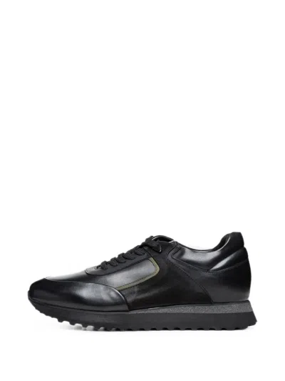 Poche Paris Panelled Lace-up Sneakers In Black