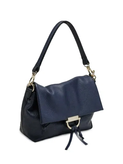 Poche Paris Pebbled-leather Foldover Tote Bag In Blue