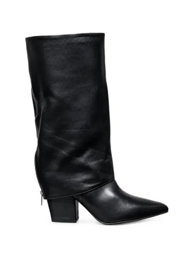 Poche Paris Pointed-toe Fold-over Boots In Black
