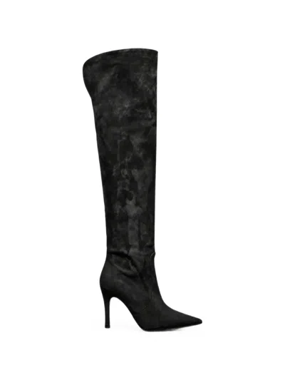 Poche Paris Pointed-toe Over-the-knee Boots In Black