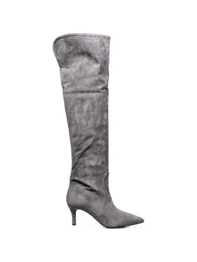 Poche Paris Pointed-toe Over-the-knee Boots In Gray