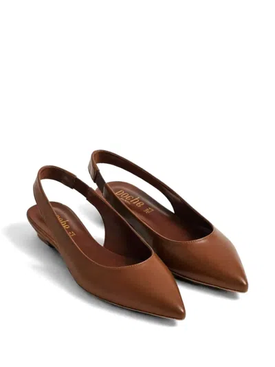 Poche Paris Pointed-toe Slingback Sandals In Brown
