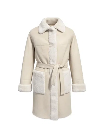 Poche Paris Reversible Shearling-trim Jacket In Neutral
