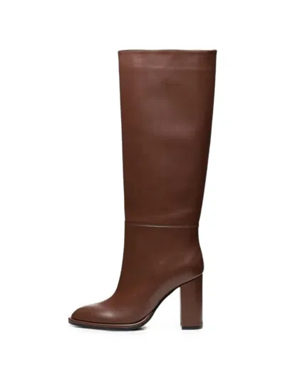Poche Paris Round-toe Knee-high Boots In Brown