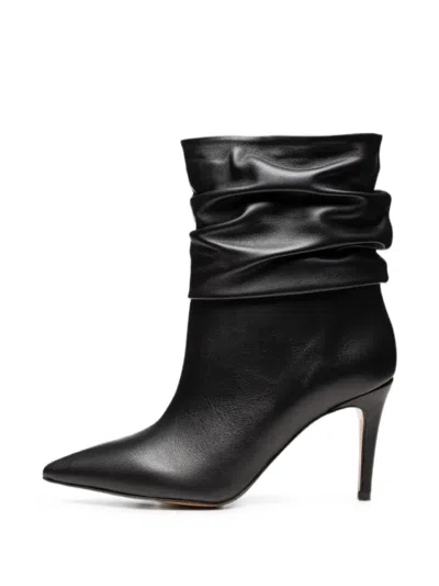 Poche Paris Slouchy Pointed-toe Ankle Boots In Black