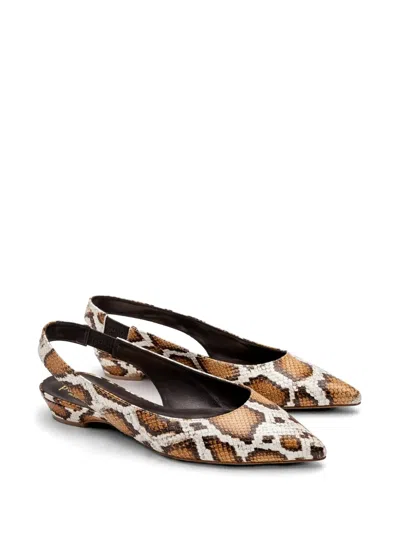 Poche Paris Snakeskin-effect Slingback Pumps In Animal Print