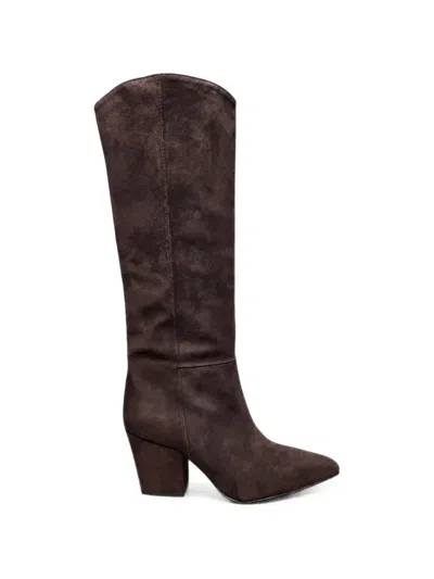 Poche Paris Solene Suede Boots In Brown