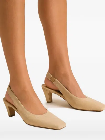 Poche Paris Square-toe Slingback Pumps In Brown