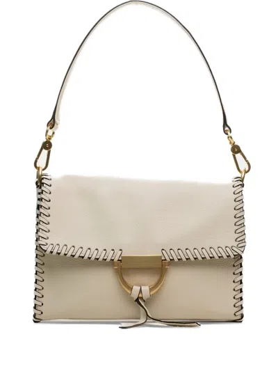 Poche Paris Stitched-detail Top-handle Shoulder Bag In White