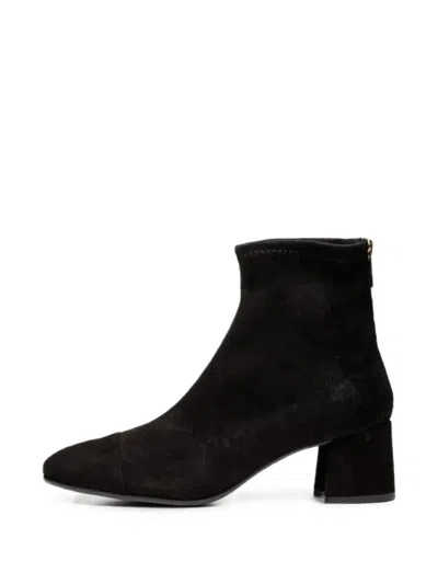 Poche Paris Suede Block-heel Ankle Boots In Black