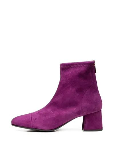 Poche Paris Suede Block-heel Ankle Boots In Purple