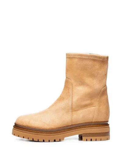 Poche Paris Suede Chunky Ankle Boots In Neutral