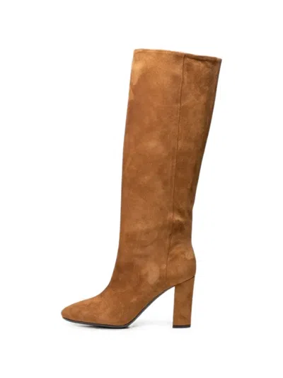 Poche Paris Suede Knee-high Boots In Black