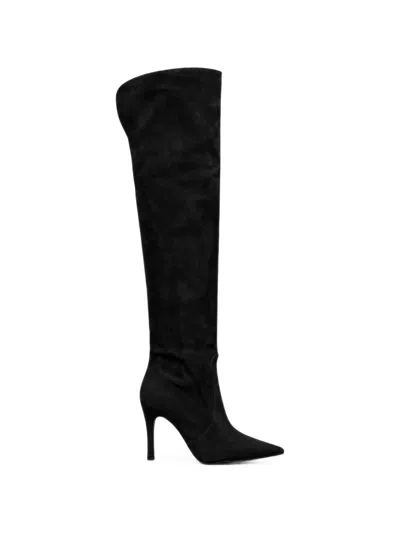 Poche Paris Suede Over-the-knee Boots In Black