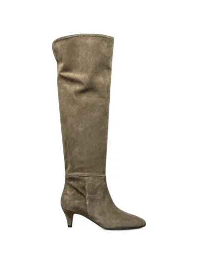 Poche Paris Suede Over-the-knee Boots In Brown