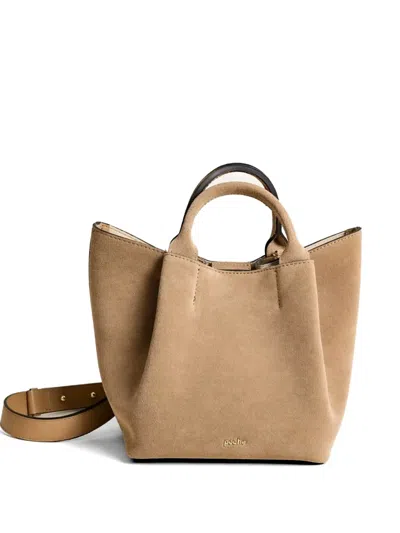 Poche Paris Suede Panelled Tote Bag In Neutral