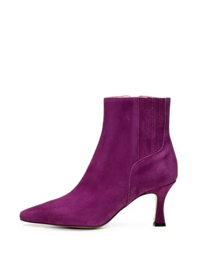 Poche Paris Suede Pointed-toe Ankle Boots In Purple