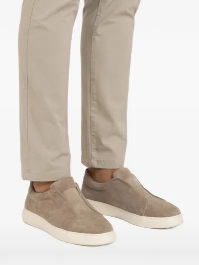 Poche Paris Suede Slip-on Sneakers In Neutral