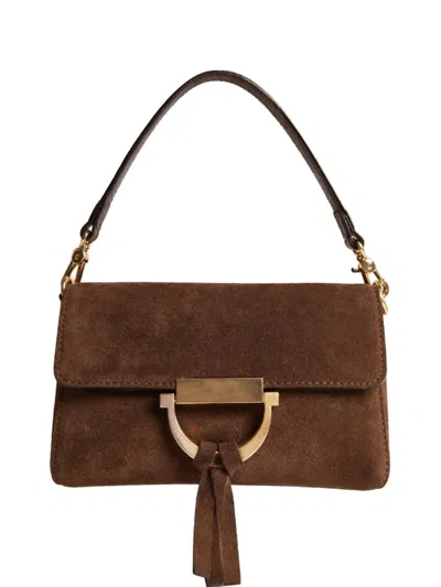 Poche Paris Suede Tassel-detail Shoulder Bag In Brown