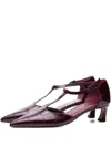 Poche Paris T-strap Pointed-toe Pumps In Burgundy