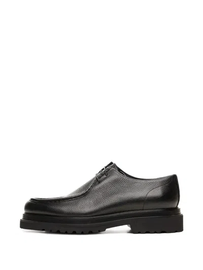 Poche Paris Textured Lug-sole Loafers In Black