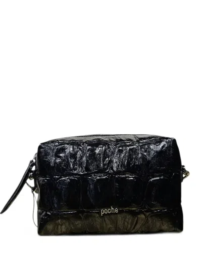 Poche Paris Torba Crocodile-effect Clutch Bag In Black