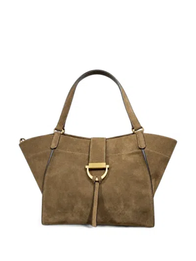 Poche Paris Torba Suede Gold-tone Hardware Tote Bag In Green