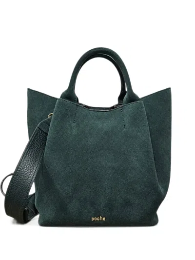 Poche Paris Torba Suede Logo-stamp Tote Bag In Green