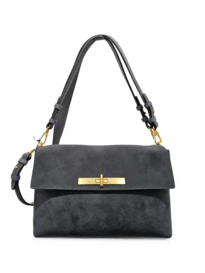 Poche Paris Torba Suede Twist-lock Shoulder Bag In Grey