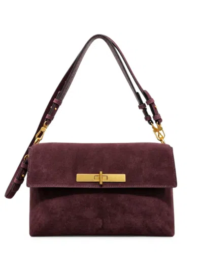 Poche Paris Torba Suede Twist-lock Shoulder Bag In Red