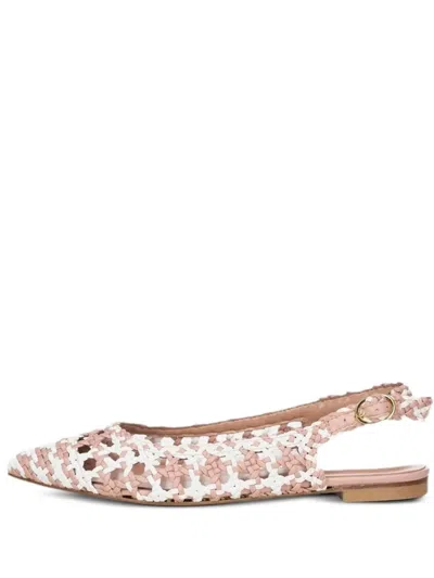 Poche Paris Woven Slingback Ballet Flats In White