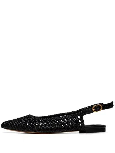 Poche Paris Woven Slingback Sandals In Black