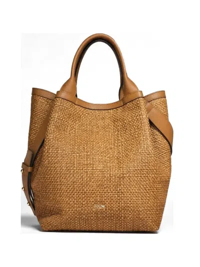 Poche Paris Woven-design Leather-trim Tote Bag In Brown