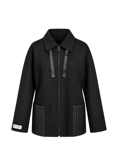 Poche Paris Woven-panel Zip-up Jacket In Black