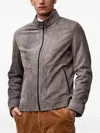 Poche Paris Zip-up Suede Jacket In Gray