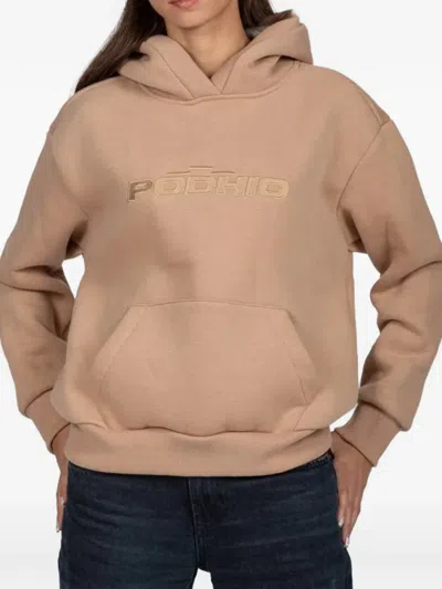 Podhio Logo-embroidered Hoodie In Brown