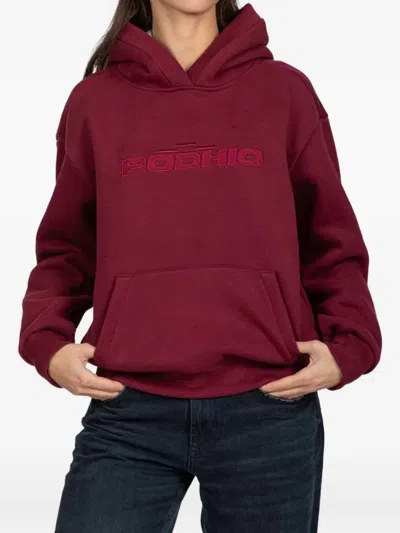 Podhio Long-sleeve Hoodie In Burgundy