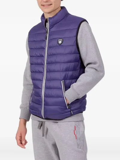Podhio Quilted Zip-front Vest In Purple