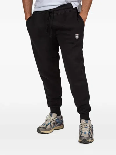 Podhio Shield Logo-patch Drawstring Track Pants In Black