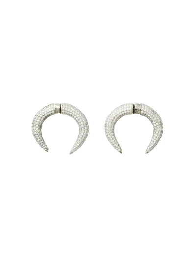 Poem Objects Crescent Earrings In Silver