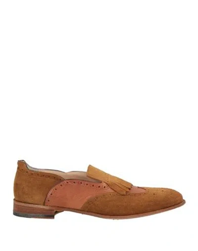 Poema Shoes Man Loafers Tan Size 9 Leather In Brown
