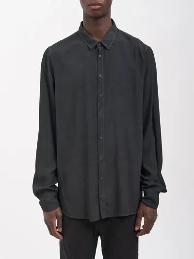 Poème Bohèmien Poeme Bohemien Regular Cotton And Cupro Shirt In Gray