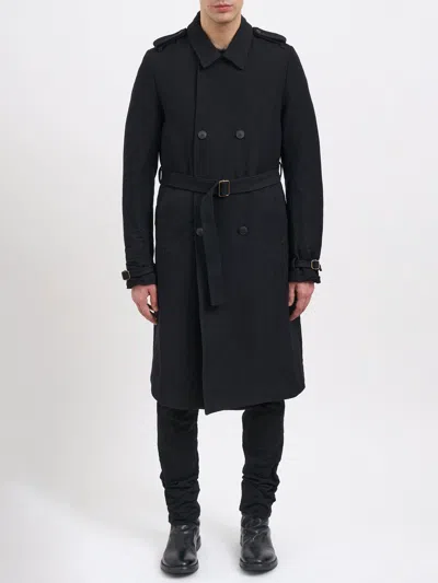 Poème Bohèmien Poeme Bohemien Long Double-breasted Trench Coat In Black