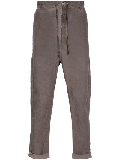 Poème Bohèmien Mid-rise Tapered Linen Trousers In Grey